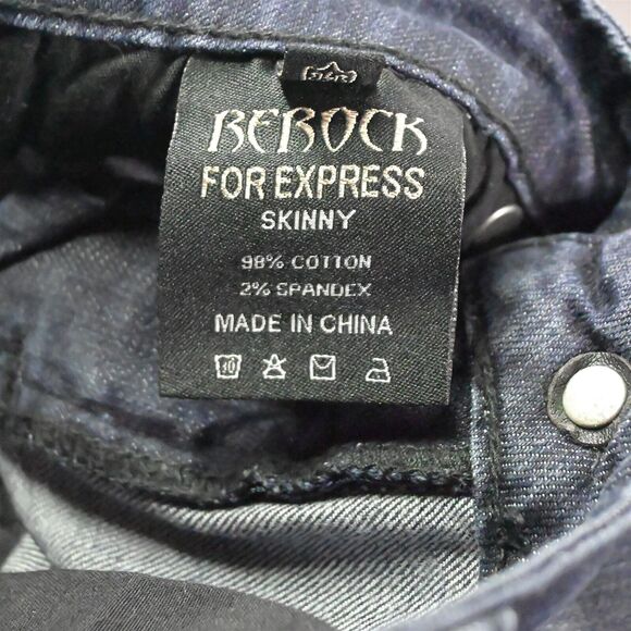 Rerock Express 4 Skinny Dark Wash Stretch Denim Womens Jeans - Picture 6 of 9